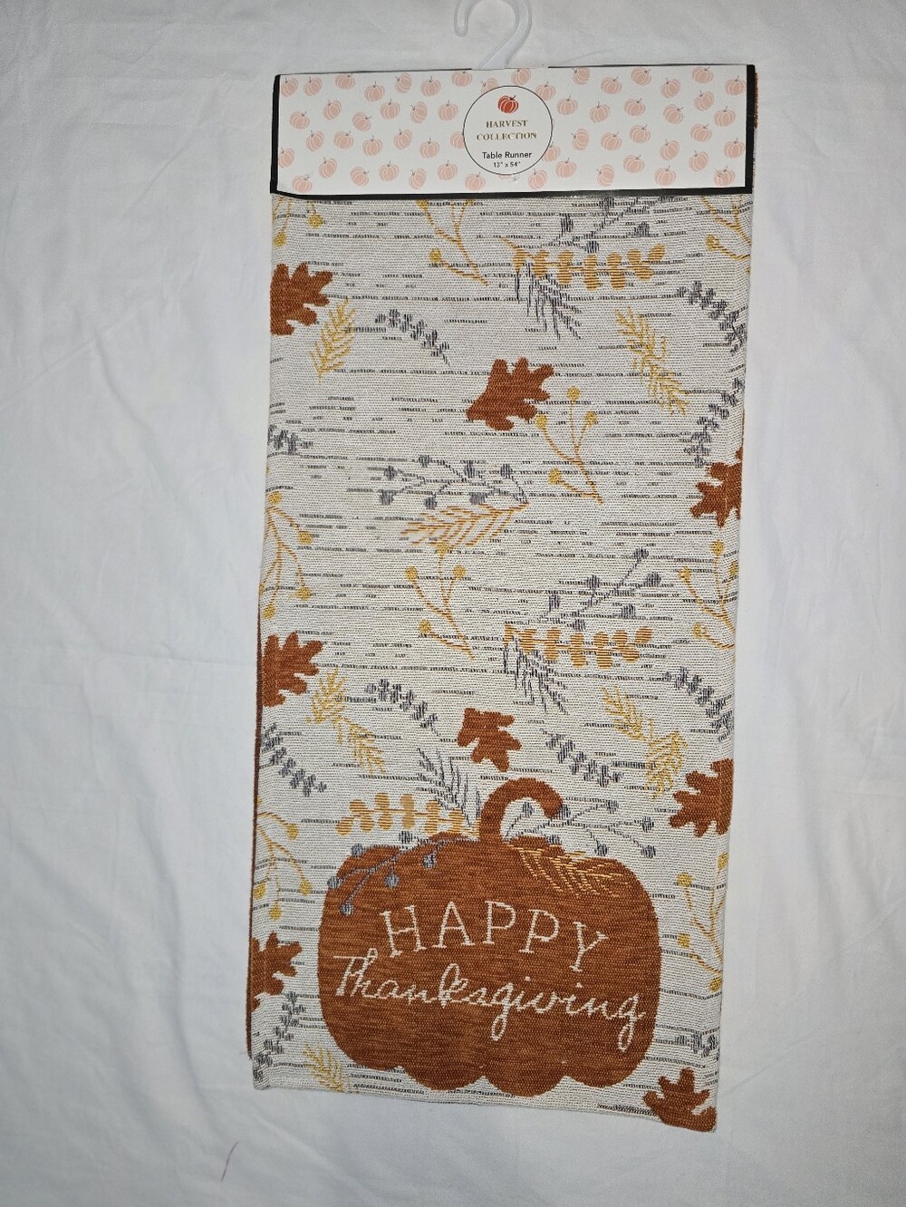 Happy Thanksgiving Pumpkin Table Runner - Autumn Leaf Design